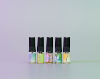 indie perfume sample set of five • 2mL atomiser samples • made in Singapore •