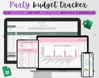 Party Budget Planner | Google Sheets & Excel Template (Digital Download)