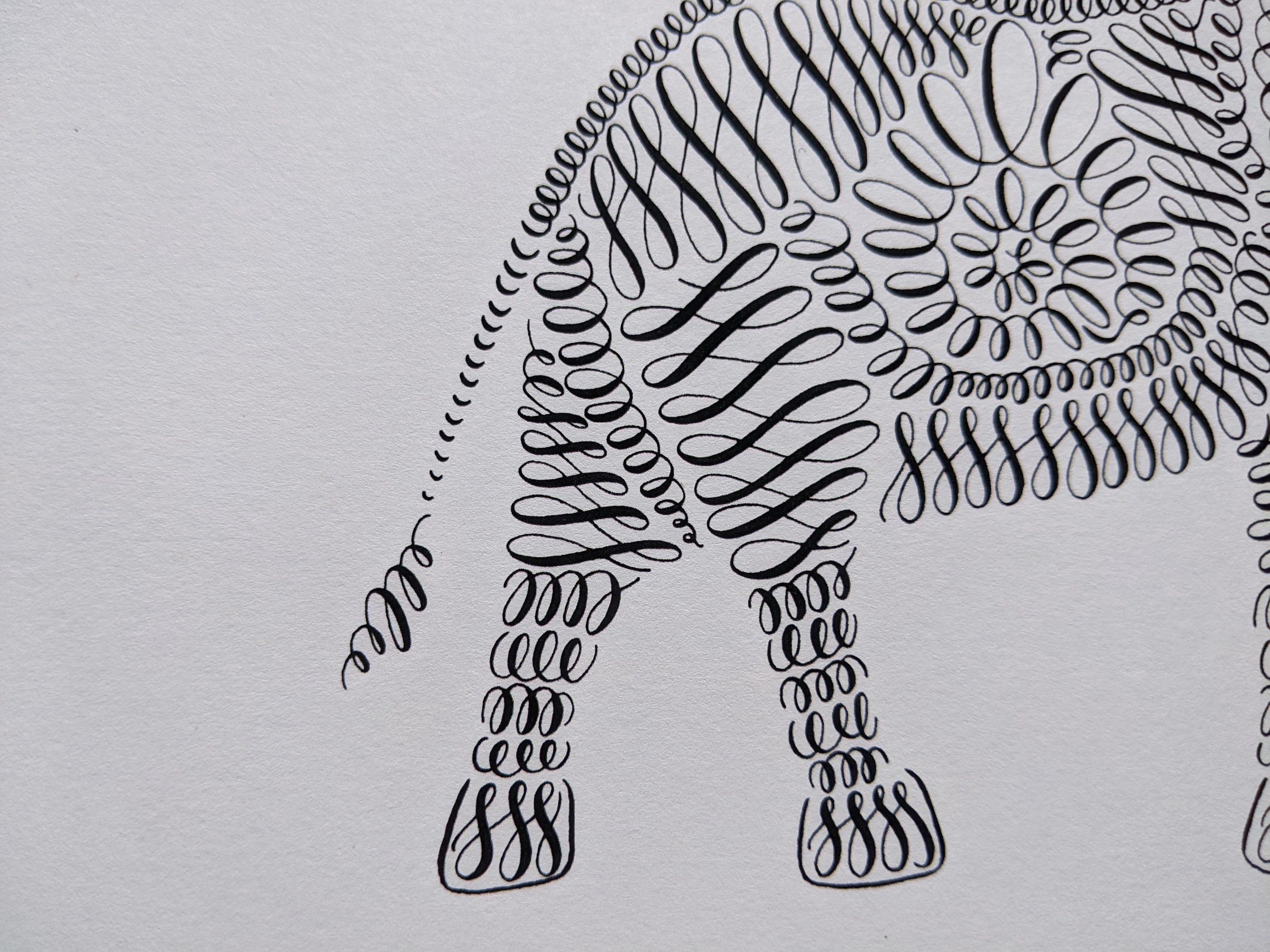 Calligraphy Animals Elephant Print - Etsy