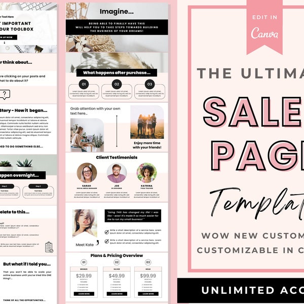 OPT-IN Page Template Canva, Landing Page, Website Template, Custom Sales Page Templates, Course Sales Page, Link In Bio