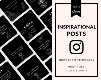 Instagram Posts Black, Canva Templates, Editable Social Media Posts, Motivational for Social Media Content Creators, Coaches, Entrepreneurs