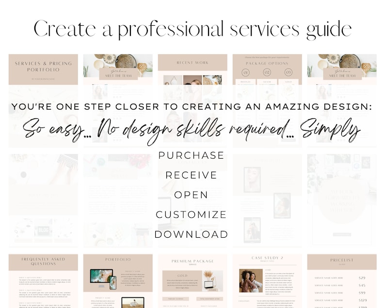 Services & Pricing Portfolio Canva Template Price List Etsy