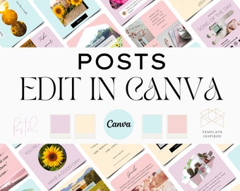 Instagram Posts in Pastel, Instagram Templates, Canva Templates, Editable Social Media Posts, Edit in Canva