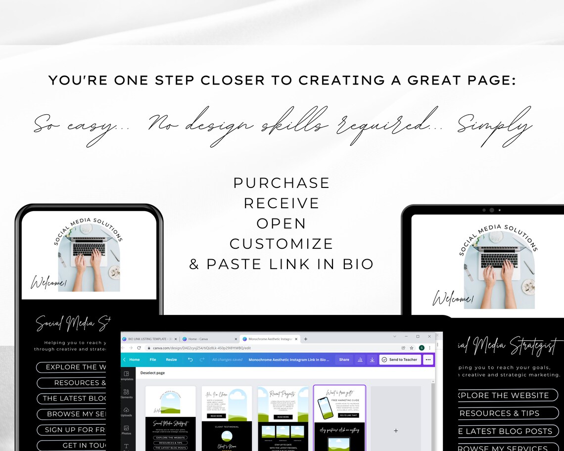 Link in Bio Template Linktree Template Landing Page Link in Etsy UK