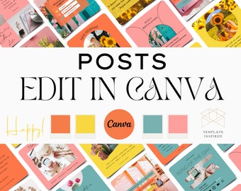 Colorful Instagram Posts, Social Media Design, Bright Instagram Feed Template, Canva Template, Creative Instagram Posts, Edit in Canva