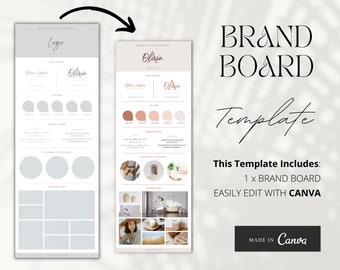 Boho Brand Board Template Branding Board Canva Style Guide - Etsy