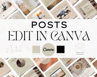 Instagram Post & Story Templates | 120 Motivational Instagram Templates | Social Media Posts | Boho Canva Templates | Minimalist Posts Nude