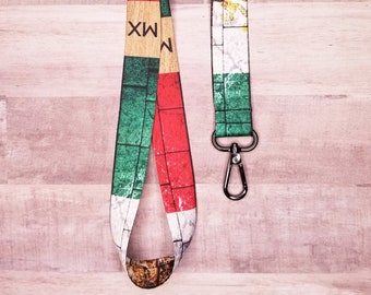 mexican lanyard for keys or ID Badge, mexico flag keychain