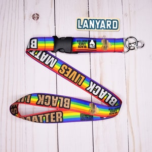 BLM Rainbow Lanyard for Keys | rainbow handmade Lanyard