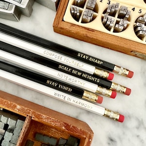 Funny Musician Pencils: Gold Foil Stamped, Gift Wrapped Set