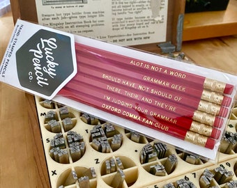 Grammar Geek Pencil Set - Gift for Him, Gift for Her, Teacher Gift, Stocking Stuffer