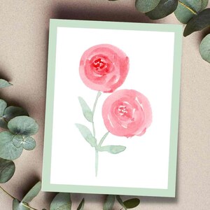 Printable Watercolor Blank Greeting card with included posy clip art