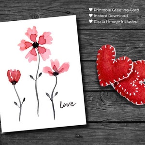 Printable Greeting Card, Love, Valentine, Clip Art