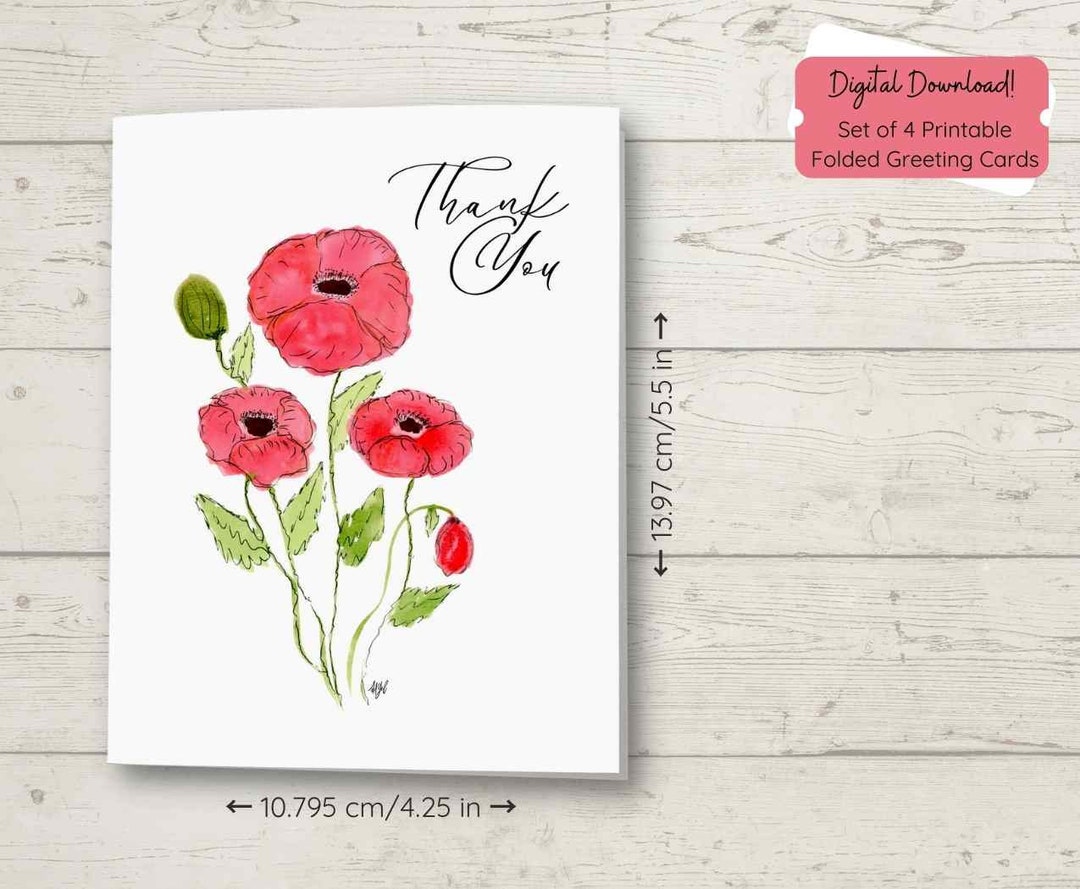Thank You Card, Printable Greeting Card Set, Just for You Card, Friendship Card, Blank Card - Etsy