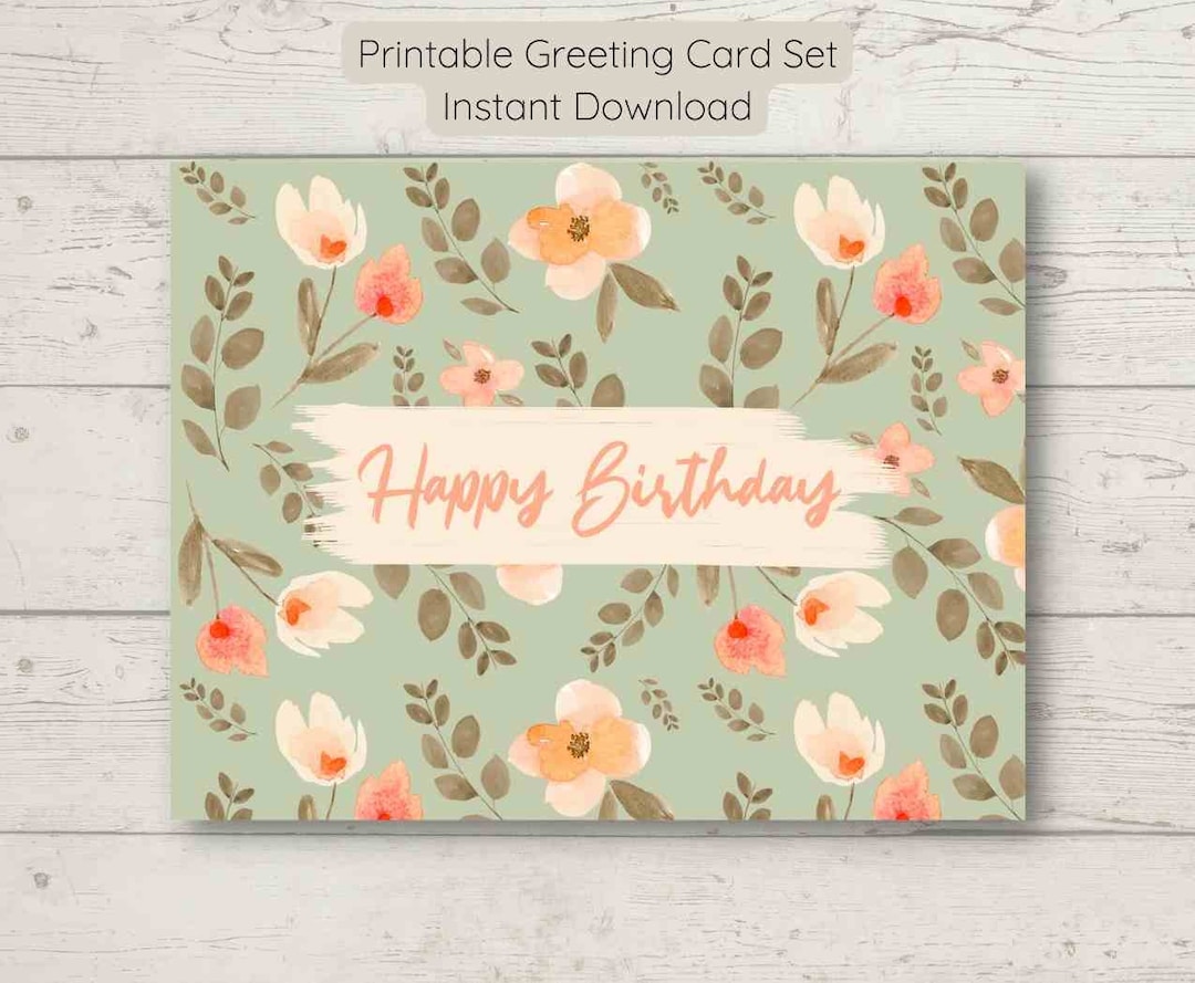 Birthday Card, Printable Greeting Card Set, Happy Mother's Day, Thank ...