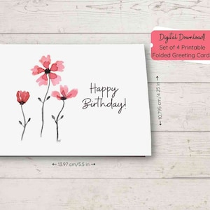 Birthday Card, Printable Greeting Card Set, Many Thanks, Happy Birthday, Friends, Blank card