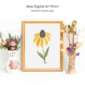 Printable Watercolor Art 8x10 Watercolor Printable Art Black eyed Susan