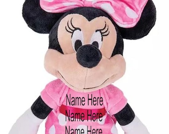 Personalized Minnie Plush Toy, Customized Mouse Plush with Crinkle Bow, Baby Shower Gift, Birthday Gift, Flower Girl Gift Birthday Girl Gift