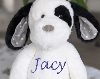 Peluche de cachorro blanco personalizado, 38 cm, regalo para baby shower