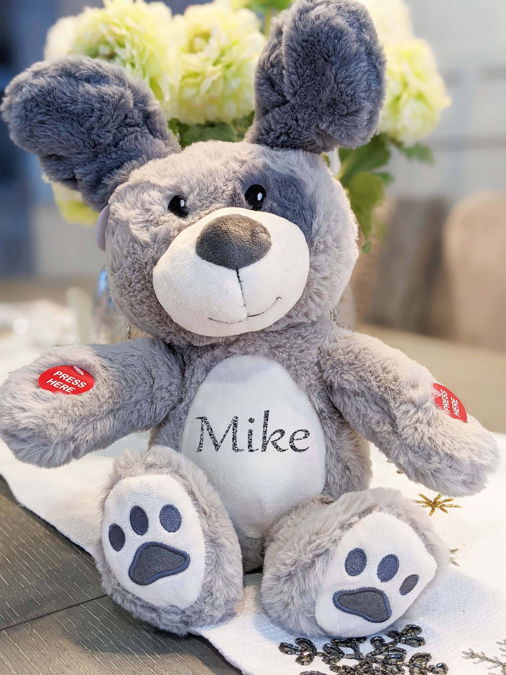 Personalized Singing Puppy for Baby Plush, Animated Peek a Boo Dog