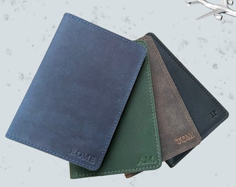 Custom Initial Genuine LEATHER PASSPORT And Card HOLDER, Durable Slim travel Accessory Perfect Gift For Traveller