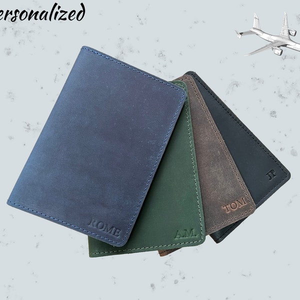 Custom Initial Genuine LEATHER PASSPORT And Card HOLDER, Durable Slim travel Accessory Perfect Gift For Traveller