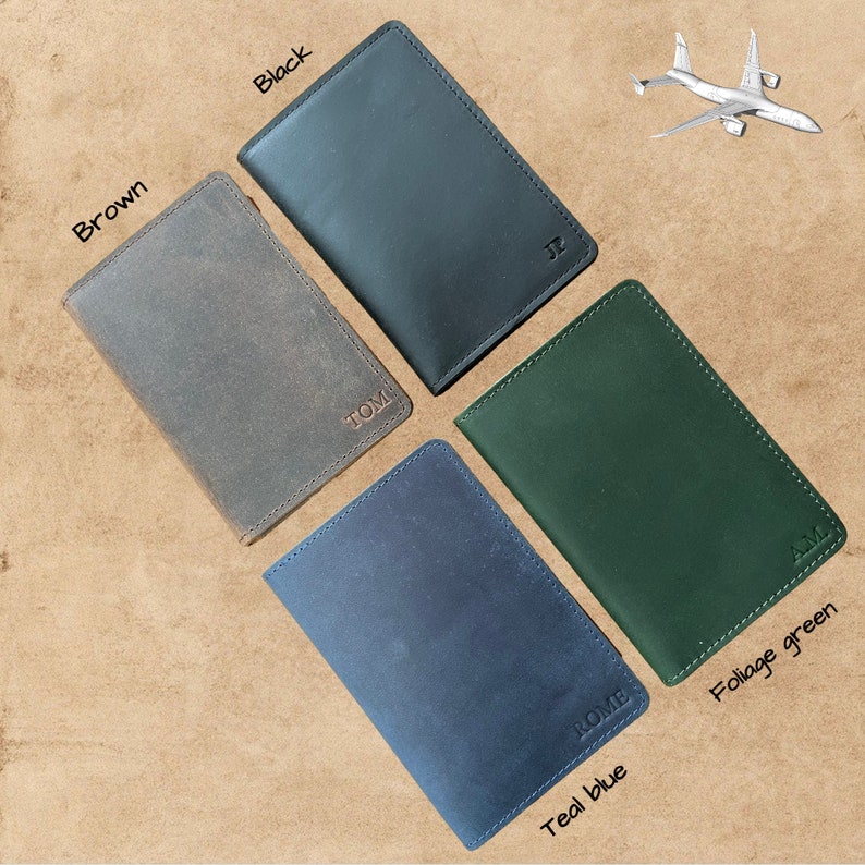 Custom Initial Genuine LEATHER PASSPORT And Card HOLDER, Durable Slim travel Accessory Perfect Gift For Traveller image 3