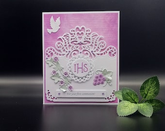 Handmade first communion card, communion greeting card, confirmation card,communion card for girl,communion money card,card in decorated box