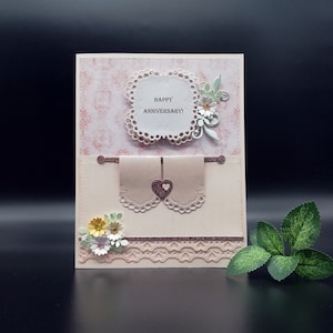 Biglietto di auguri per il secondo anniversario, biglietto di nozze in cotone fatto a mano, buon anniversario, biglietto di auguri 3D per la nuova famiglia, biglietto in una scatola regalo