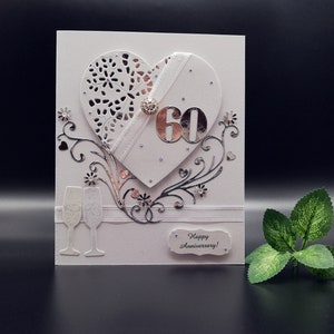 Luxury handmade diamond wedding card,60 years together,60th anniversary,3d diamond wedding greeting card, Anniversary card, Card in gift box
