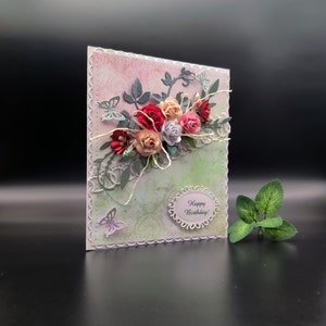 Handmade Luxury Birthday Card,Lace Card,Paper Flowers,3D Card in Gift Box,Card for her,for mom, grandma,for daughter,for birthday,Cash Gift