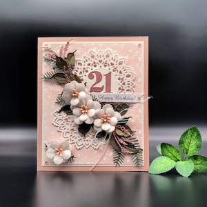Tarjeta de cumpleaños número 21, tarjeta de felicitación 3D para niña, feliz cumpleaños número 21, tarjeta de regalo, tarjeta de cumpleaños número 21 de la hija, para su cumpleaños número 21