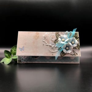 Handgemachter Geldumschlag, Geldbrieftasche mit Blumen, Geschenkkartenhalter, Gutscheinumschlag, Geldumschlag in Geschenkbox, Geldumschlag verziert