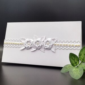 Handmade wedding envelope/Elegant envelope for wedding money/Envelope for voucher/Envelope decorated with pearl beads/Envelope in a box image 7