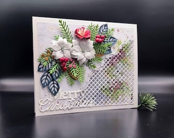 Handmade Poinsettia Christmas Card: 3D Holiday Greeting, Gift Box