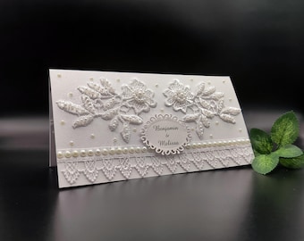 Personalized lace white envelope for money in a gift box – wedding, gift card holder, wedding anniversary gift, elegant