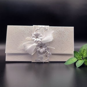 Handmade wedding envelope,Elegant wedding envelope for money,for voucher,Envelope with paper flowers,Paper wedding gift,Envelope in gift box