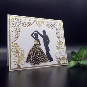 Luxe handgemaakte gouden trouwkaart, 50 jaar samen, 50e verjaardagskaart, 3D gouden bruiloftwenskaart, contante cadeaukaart, kaart in geschenkdoos