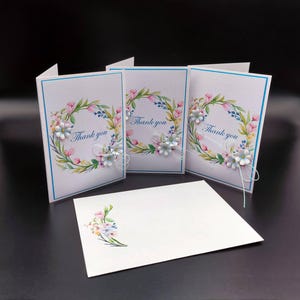 Bedankkaarten set, bedankkaarten set van 10, bedankkaarten met bloemen, handgemaakte kaarten, blanco kaarten, bedankkaarten met enveloppen