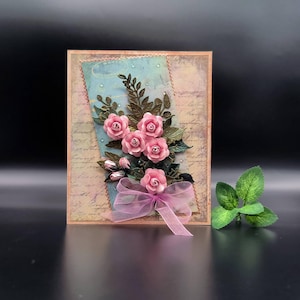 Luxury 3D handmade card, greeting card in a box, greeting card with roses, mother&#39;s day card, birthday, anniversary, customization option