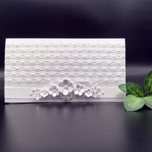 Elegante envelop voor bruiloftsgeld Handgemaakte trouwenvelop Waardebon envelop Kanten envelop Trouwkaart portemonnee Trouwenvelop in een doos