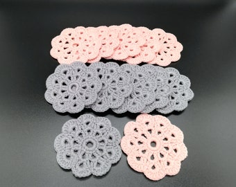 Hand knitted placemats,lace placemat in grey and in pink,table decoration,knitted washable round napkin,bohemian decor,knitted cup coasters