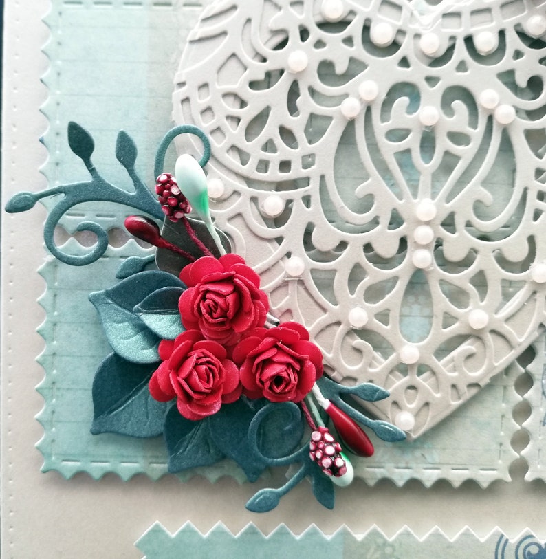 Luxury Handmade 3D Card, Money Gift Card, Lace Paper Heart Birthday