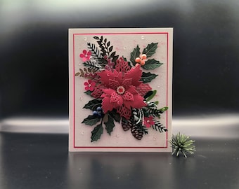 Handmade Poinsettia Christmas Card: 3D Holiday Greeting, Gift Box
