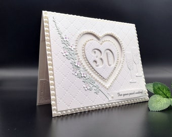 Handmade pearl wedding card, 30 years together, 3D greeting card for 30th anniversary, Anniversary greeting for mom and dad,Card in gift box