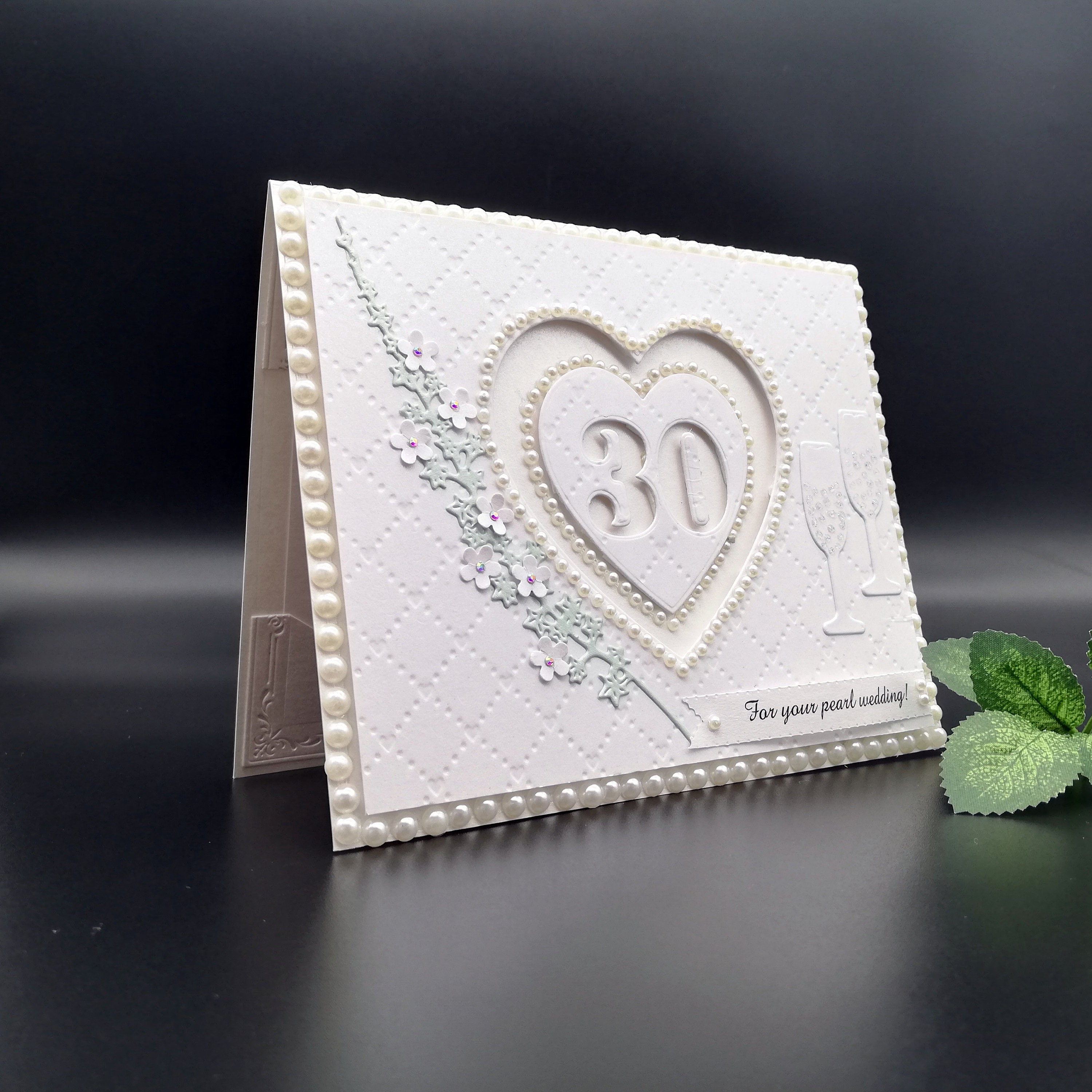 Biglietto di auguri personalizzato per il 30° anniversario di matrimonio con perle, regalo fatto a mano per il 30° anniversario di matrimonio, trent'anni di matrimonio insieme - Italia