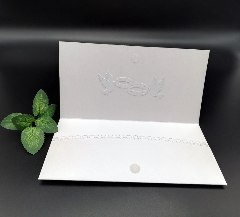 Handmade wedding envelope/Elegant envelope for wedding money/Envelope for voucher/Envelope decorated with pearl beads/Envelope in a box image 5