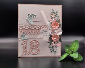 18th Birthday Card, 3D Greeting Card for Girl, Happy 18th Birthday, Gift Box Card,18th Birthday Card for Daughter,For Her 18th Birthday