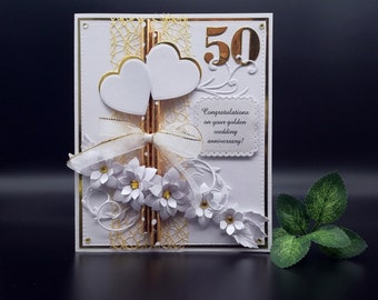 Tarjeta Aniversario Boda Dorada Personalizada: Hecha A Mano Con Sobre – Regalo Emocional (debs202260)