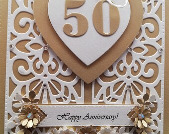 Biglietto Pop-Up 3D Per 50° Anniversario Matrimonio - Design Oro Elegante Con Ghirlanda, Regalo Speciale Per Nonni - Foto 12